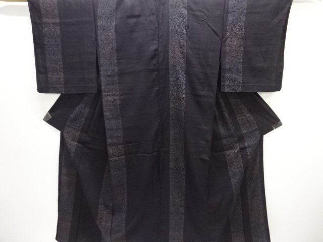 JAPANESE KIMONO / ANTIQUE HITOE KIMONO / SILK / YUKI TSUMUGI / WOVEN FLORAL SARASA